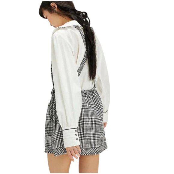 Free People Chrissie Mini Skirtall Dress in Black/White Gingham Medium NWOT - Picture 3 of 16